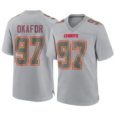 Men's Game Alex Okafor Kansas City Chiefs Gray Atmosphere Fashion Jersey