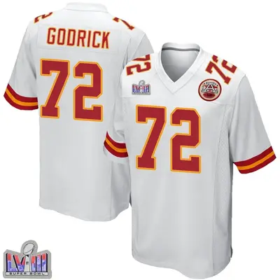 Men's Game Chukwuebuka Godrick Kansas City Chiefs White Super Bowl LVIII Patch Jersey