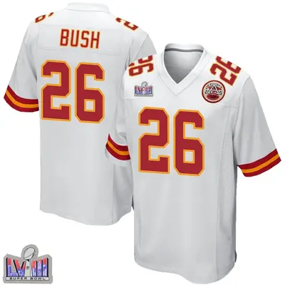 Men's Game Deon Bush Kansas City Chiefs White Super Bowl LVIII Patch Jersey