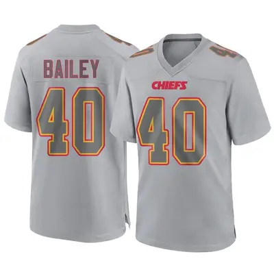 Men's Game Emani Bailey Kansas City Chiefs Gray Atmosphere Fashion Jersey