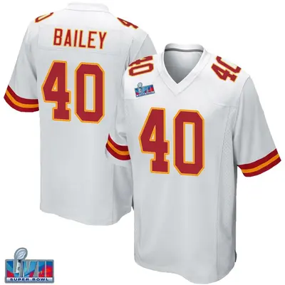 Men's Game Emani Bailey Kansas City Chiefs White Super Bowl LVII Patch Jersey