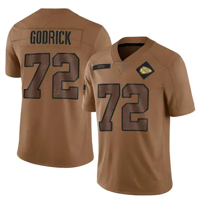 Men's Limited Chukwuebuka Godrick Kansas City Chiefs Brown 2023 Salute To Service Jersey