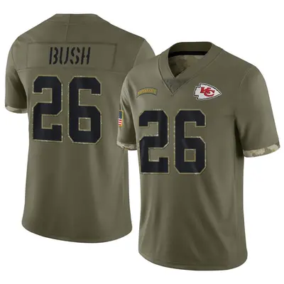 Men's Limited Deon Bush Kansas City Chiefs Olive 2022 Salute To Service Jersey