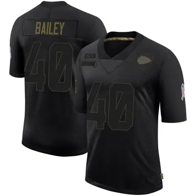 Men's Limited Emani Bailey Kansas City Chiefs Black 2020 Salute To Service Jersey