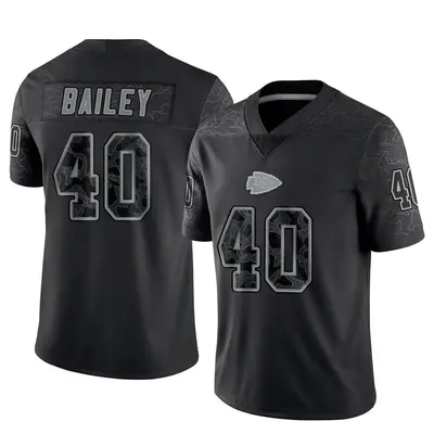 Men's Limited Emani Bailey Kansas City Chiefs Black Reflective Jersey