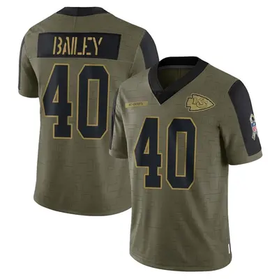 Men's Limited Emani Bailey Kansas City Chiefs Olive 2021 Salute To Service Jersey