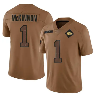 Men's Limited Jerick McKinnon Kansas City Chiefs Brown 2023 Salute To Service Jersey