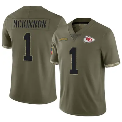 Men's Limited Jerick McKinnon Kansas City Chiefs Olive 2022 Salute To Service Jersey