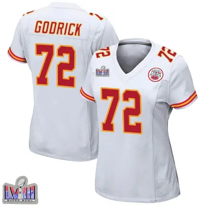 Women's Game Chukwuebuka Godrick Kansas City Chiefs White Super Bowl LVIII Patch Jersey