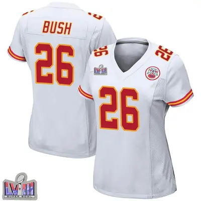 Women's Game Deon Bush Kansas City Chiefs White Super Bowl LVIII Patch Jersey