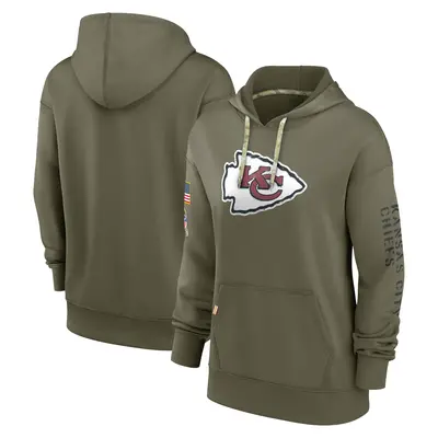 Women's Kansas City Chiefs Olive 2022 Salute to Service Performance Pullover Hoodie