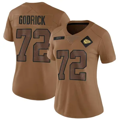 Women's Limited Chukwuebuka Godrick Kansas City Chiefs Brown 2023 Salute To Service Jersey