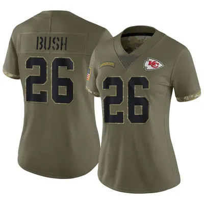 Women's Limited Deon Bush Kansas City Chiefs Olive 2022 Salute To Service Jersey