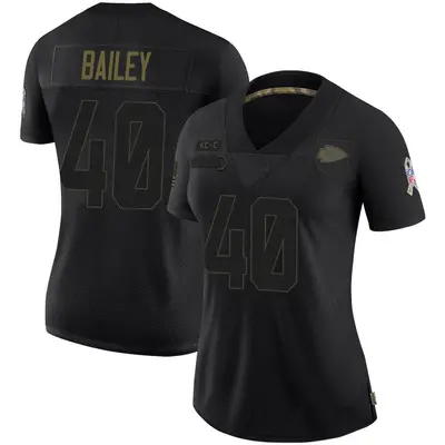 Women's Limited Emani Bailey Kansas City Chiefs Black 2020 Salute To Service Jersey