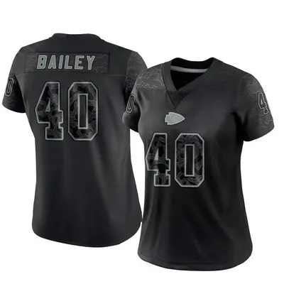 Women's Limited Emani Bailey Kansas City Chiefs Black Reflective Jersey