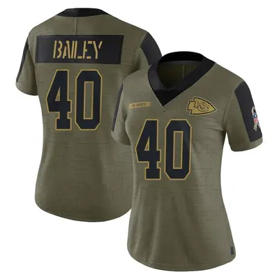 Women's Limited Emani Bailey Kansas City Chiefs Olive 2021 Salute To Service Jersey