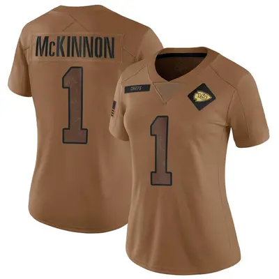 Women's Limited Jerick McKinnon Kansas City Chiefs Brown 2023 Salute To Service Jersey