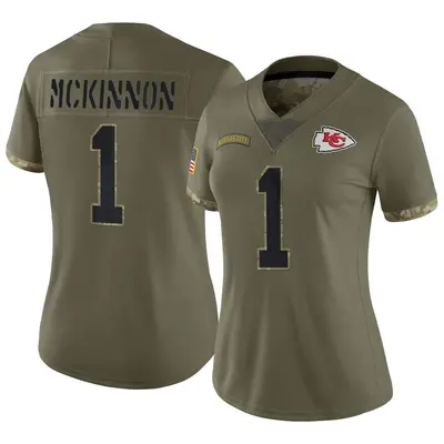 Women's Limited Jerick McKinnon Kansas City Chiefs Olive 2022 Salute To Service Jersey