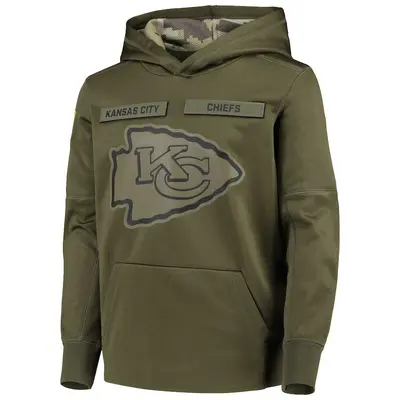 Youth Kansas City Chiefs Green 2018 Salute to Service Pullover Performance Hoodie