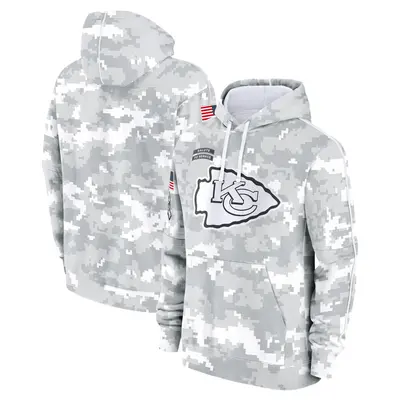 Youth Kansas City Chiefs White/Gray 2024 Salute To Service Pullover Hoodie